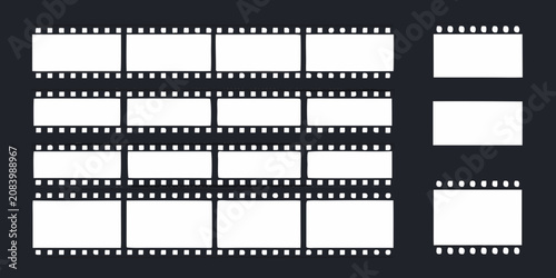 Konstfotografi Film Negative Layout With Rectangular Frames White Silhouette On Black