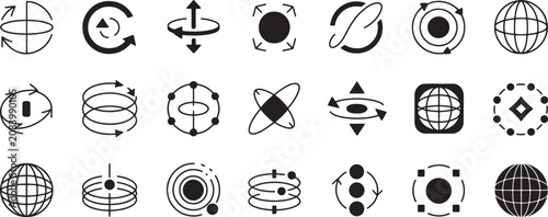 Cuadro en lienzo Various abstract scientific and orbital motion vector icons isolated design