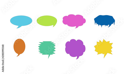 set of colorful speech bubbles