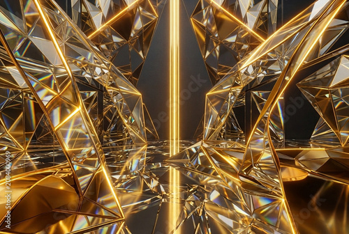 Abstract golden geometric luxury interior background