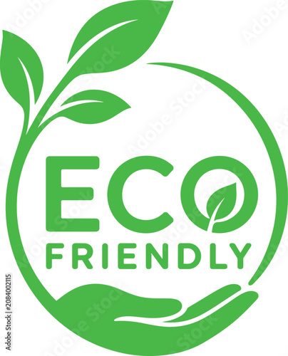 Eco friendly green logo with leaf design