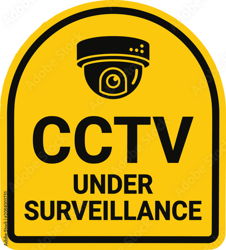 Cctv surveillance sign with camera icon