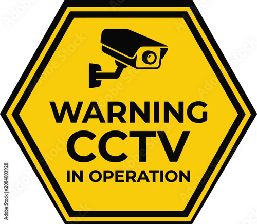 Warning cctv surveillance sign in operation