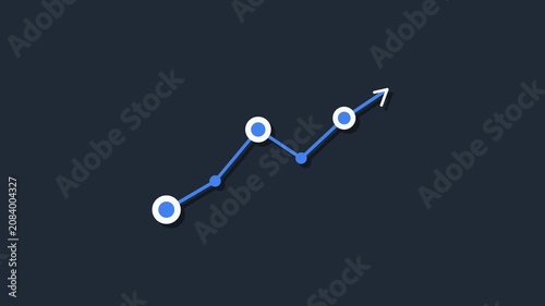 Animated Growth Chart Displaying Upward Trend in Blue on Dark Background
