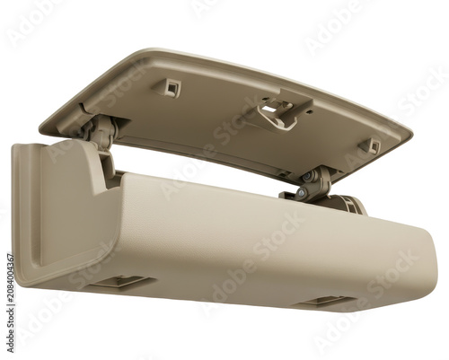 Car overhead sunglasses holder compartment on a transparent backdrop
