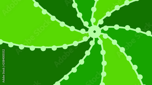 Foto A fresh abstract background featuring a retro green pinwheel design adorned with spiral dotted lines extending from a central circle