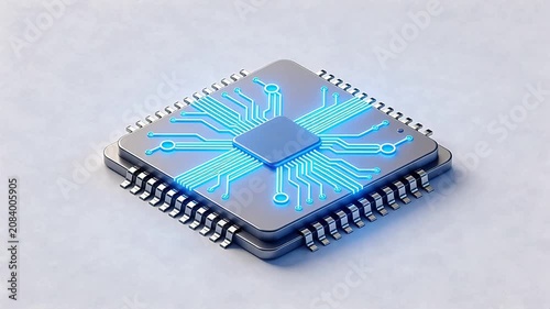 Microchip with glowing circuitry