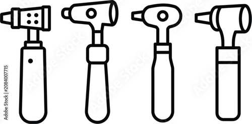 Schilderij op canvas Otoscope Medical Examination Tool Icons, Healthcare Diagnostic Instrument Vector