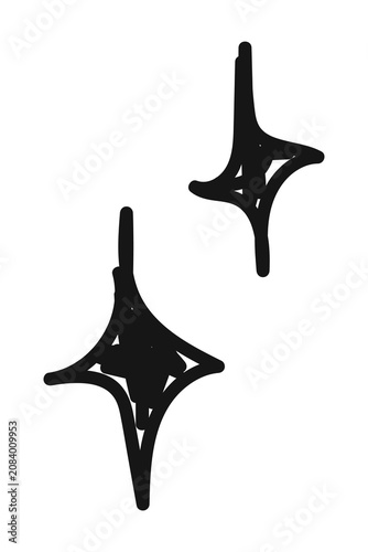 Quadro su tela PNG Minimalist black star sparkles on transparent background