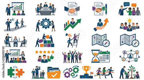 Business people working together successfully.