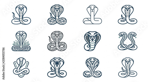 Quadro su tela Collection of Cobra Snake Icons and Illustrations.
