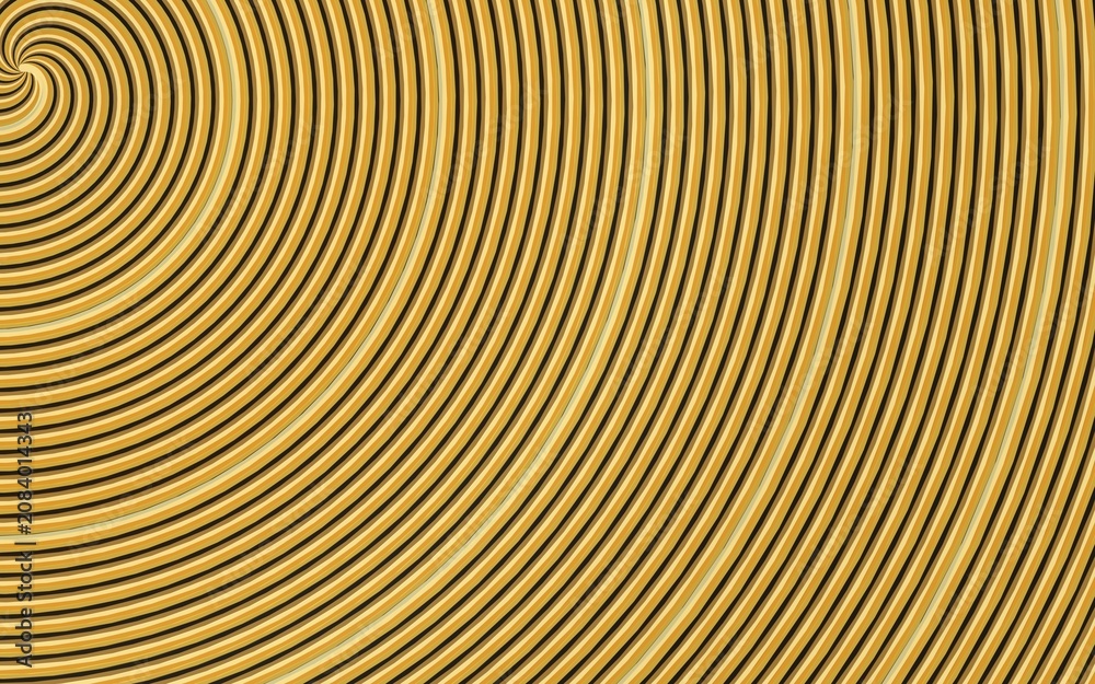 Fototapeta premium Golden spiral pattern abstract background with curving lines and dark accents.