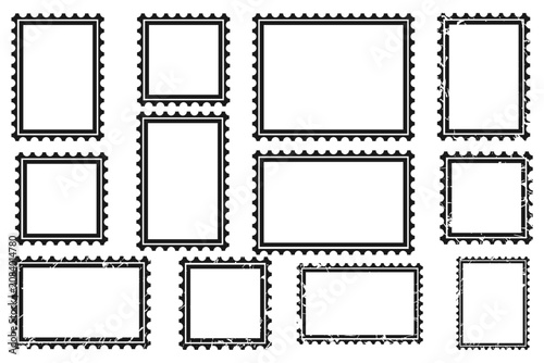 Slika na platnu Post stamp frame with grunge frame vector