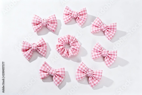 Pink Gingham Hair Accessories on White