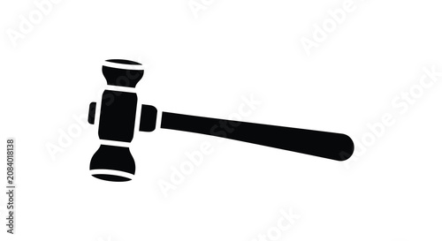 Εκτύπωση καμβά Gavel with rounded head and dark handle a black silhouette judgement