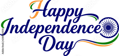 India independence day typography design 'happy independence day' with ashoka chakra