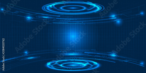 Vector illustrations of hi tech stage for technology products advertising layout and showcase.