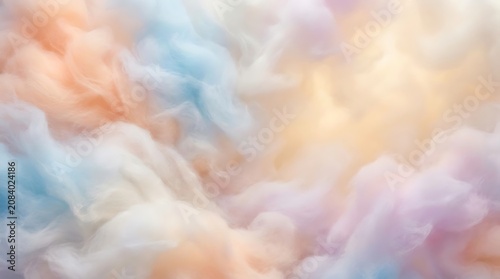 Soft pastel clouds with dreamy pink blue and orange colors in a gentle light background