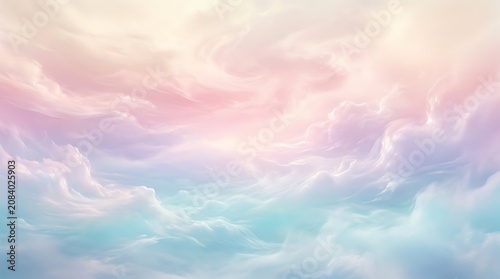 Soft pastel clouds in a dreamy sky with pink and blue colors