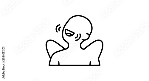 Embarrassed Person Icon, Blushing Face, Awkward Expression, Simple Line Art