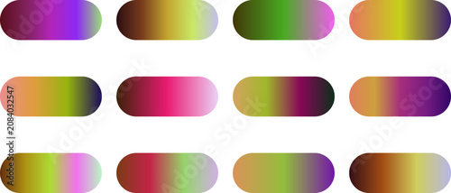 Collection of multicolored artistic oval gradient shapes.