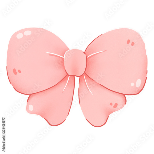 Cute kawaii aesthetic pastel Pink Ribbon Bow Illustration