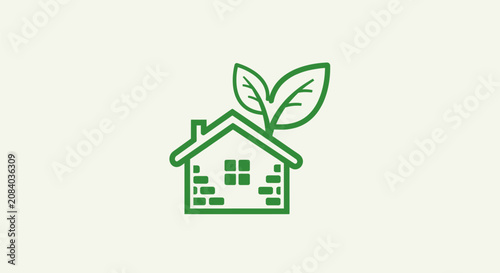Green house with leafy roof top illustration for eco friendly living