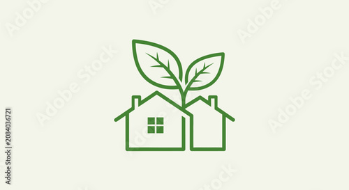 Green leafy plants grow on eco friendly house rooftops