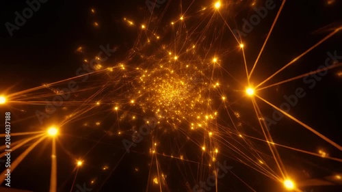 Golden Neural Network Visualization 4K Generative AI