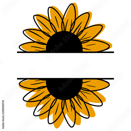Double Sunflower Monogram SVG Frame