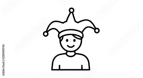Jester Hat Icon - Simple Line Art of a Merry Fool