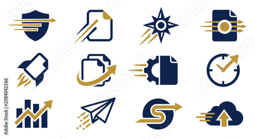 Cuadro en lienzo Business icons with arrows.