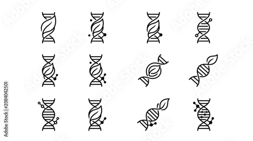Foto DNA helix icons with leaf.