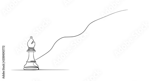 Chess Bishop Strategy Line Graphic