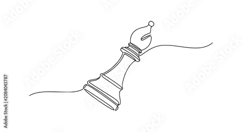 Single Line Drawing of a Chess Bishop Piece Falling Over