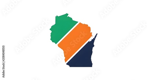 Colorful geometric design of Wisconsin state map silhouette