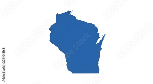 Blue silhouette map of Wisconsin state on white background