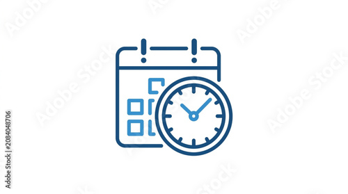 Schilderij op canvas Calendar and Clock Icon Representing Time Management and Scheduling