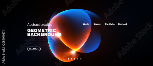 Принти на полотні Dark background features vibrant abstract shapes