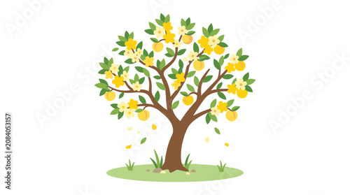 Quadro su tela Tree with Yellow Flowers Blooming.