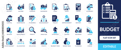 Foto Budget editable solid icon set