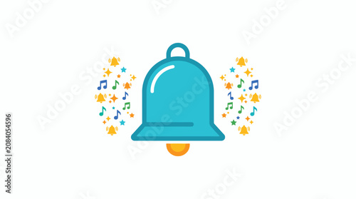 Vászonkép Teal Bell With Colorful Confetti.