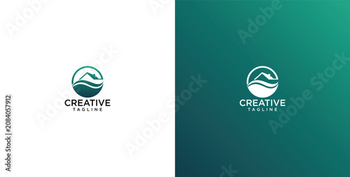 Cuadro en lienzo Abstract nature-inspired logo design featuring flowing lines and a modern circul