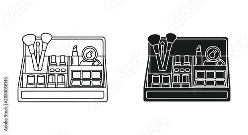 Beauty makeup vanity organizers with brushes