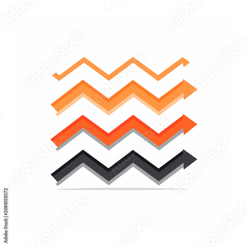 Zigzag arrow vector in orange and gray