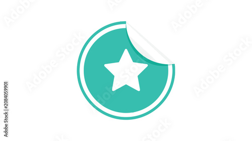 Teal star sticker peeled back.