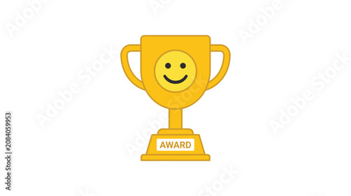 Golden Trophy with Smiling Face.