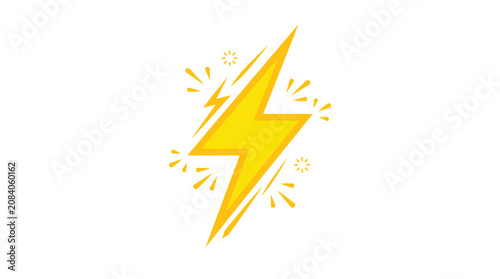Yellow Lightning Bolt Icon Symbol.