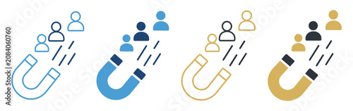 Fotografía magnet attracts people user attraction icon set on transparent background