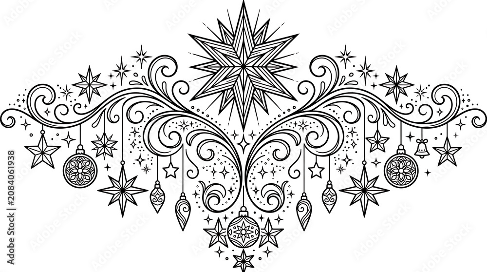 Obraz premium Decorative floral pattern with intricate black and white design